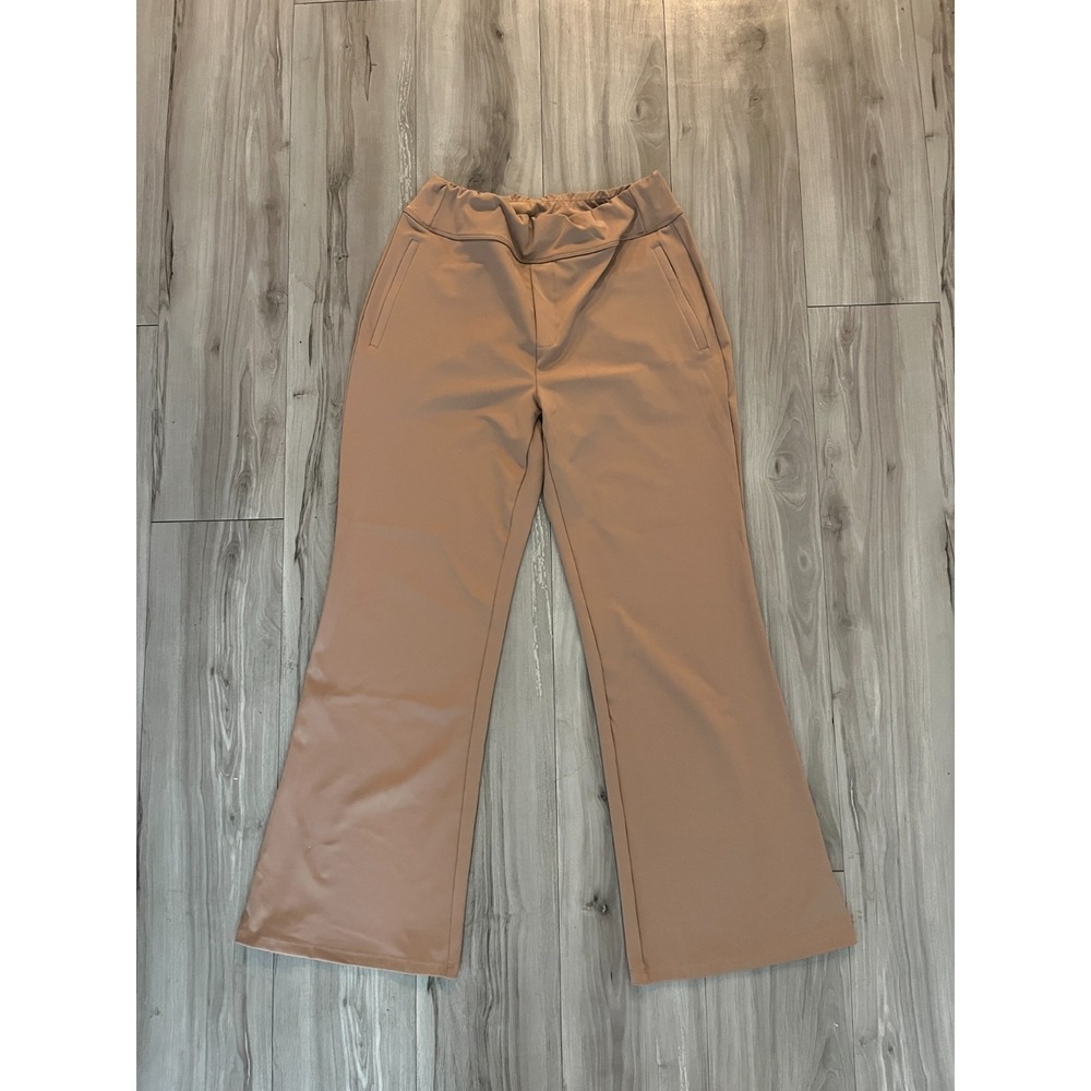 Halara‎ Flex Day Stretch Work Pants Womens L Brown Wrinkle Resistant Flared Leg